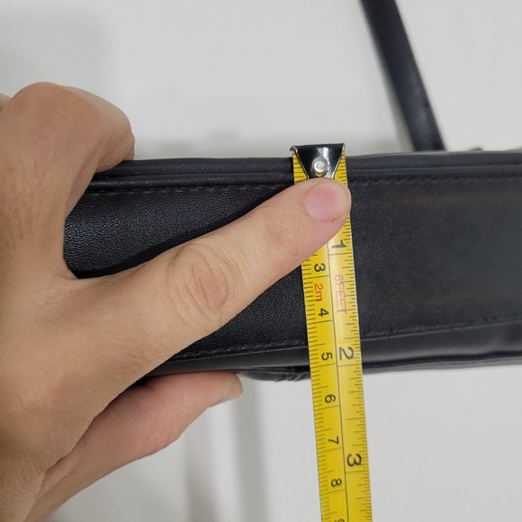 Worthington Rectangle Zip Top Purse Shoulder Bag Crossbody Black Leather Casual - Picture 7 of 15